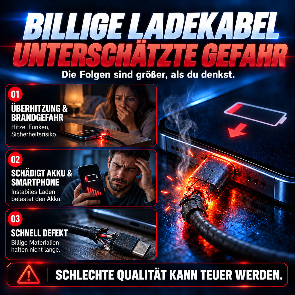 ⚡⚡50% Rabatt！🔋100W USB Schnellladekabel – Geflochten, Robust & mit Überladeschutz🛡️