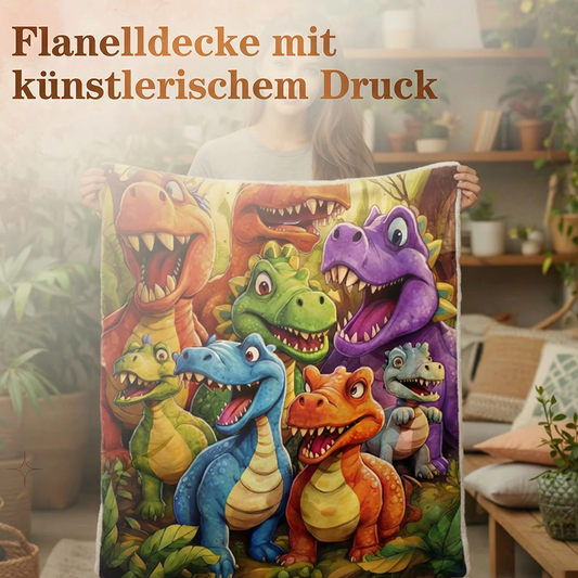 🎉Neujahrsdeal! 50% Rabatt🎁Niedlicher lächelnder Dinosaurier HD Digitaldruck Flanell -Sugoola®