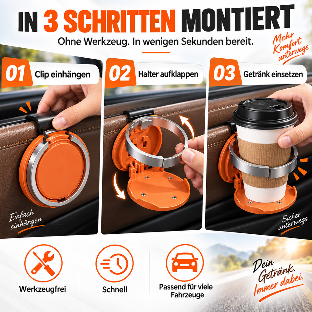 📢📢40% OFF !! ⏰Multifunctional Foldable Car Door Cup Holder Large Diameter Drink and Water Bottle Storage Rack