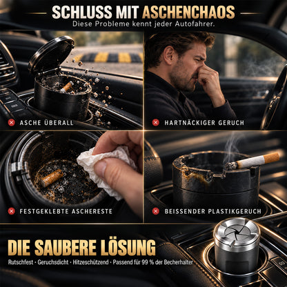 Drehbarer Aschenbecher mit Keramik-Einsatz, Geruchsdicht & Rutschfest – Für Auto, Zuhause, Büro & Camping – Passt in 99 % der Getränkehalter