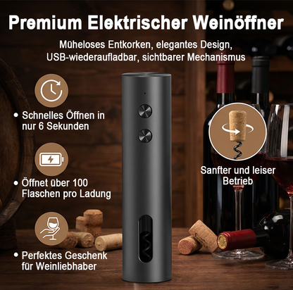 🎉Neujahrsdeal! 50% Rabatt🍷 WEINMEISTER Pro – Elektrischer Korkenzieher-Set ✨ Premium Design | Leise & Kraftvoll | Wiederaufladbar