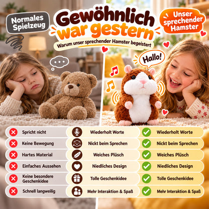 🥳2026 VERKAUFSHIT🥳💞ÜBER 50.000 VERKAUFT! 🐹✨ 50 % RABATT! Sprechender Plüschhamster – wiederholt alles, was du sagst, und wackelt dabei mit dem Kopf. Lustiger Spaß für Kinder & Erwachsene. Ideal zum Verschenken und zur Unterhaltung deiner Haustiere! 🎁💚