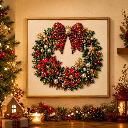 🎄 LETZTER TAG – 49 % RABATT – DIY Weihnachts-Perlen-Diamond-Painting-Set mit Rahmen | Entspannend & Einsteigerfreundlich