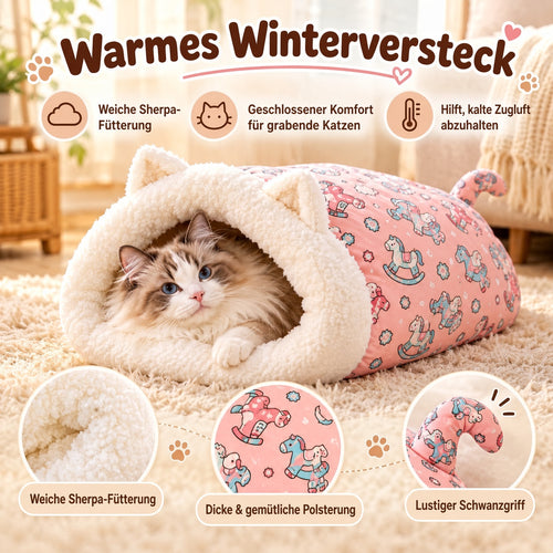🐾🔥 Bestseller! Halbgeschlossenes, warmes Haustier-Schlafsackbett – Winddichtes, flauschiges Kuschelnest für Katzen und kleine Hunde, perfekt für gemütliche Winterschläfchen ❄️