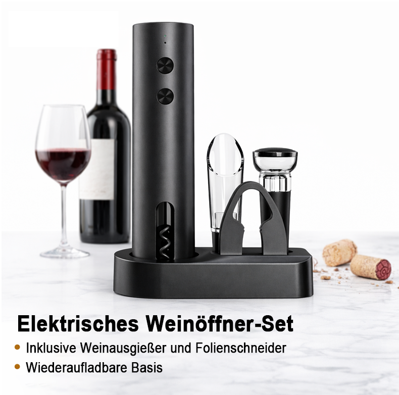 🎉Neujahrsdeal! 50% Rabatt🍷 WEINMEISTER Pro – Elektrischer Korkenzieher-Set ✨ Premium Design | Leise & Kraftvoll | Wiederaufladbar