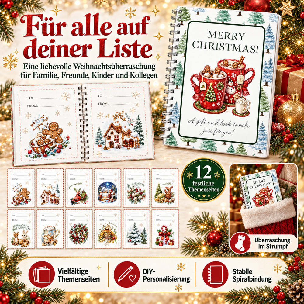 🎁50 % RABATT – Perfekt für Weihnachten! 🎅 🎄 Weihnachts-Geschenkkartenalbum – DIY Spiralalbum für persönliche Geschenke 👍