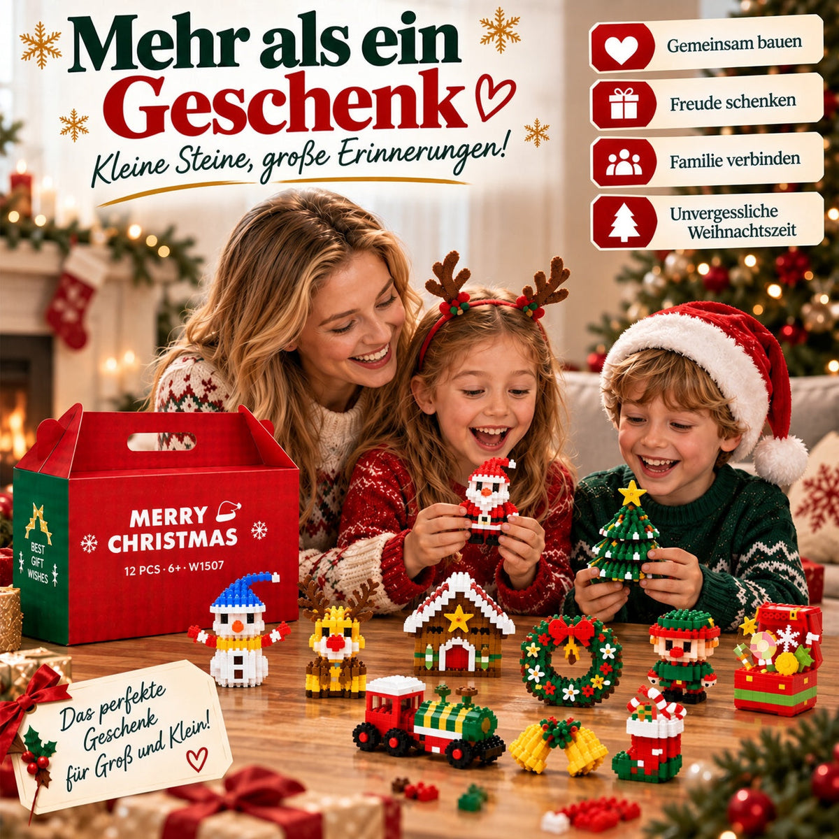 upsell⏳ Nur heute 49 % sparen – 🎄 12-Tage-Mini-Weihnachts-Bauset zum Selberbauen | 12 einzigartige, festliche Bausets mit Aufhängeschlaufen – perfekt zum Schmücken von Weihnachtsbäumen, Kränzen und festlichen Dekorationen 🧱