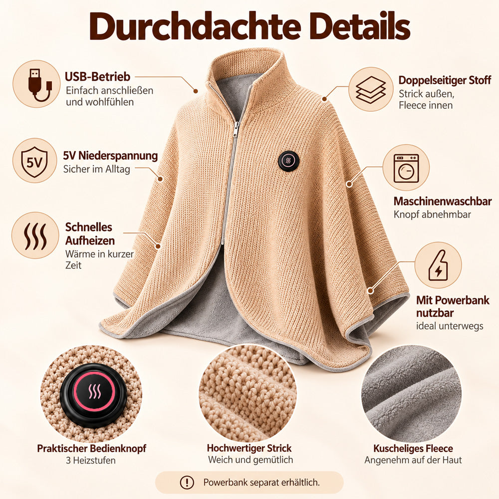 🔥 Weihnachtssale – 50 % RABATT! ❄️ Bleib den ganzen Winter warm – Tragbarer elektrischer Wärmeschal als Decke🎁