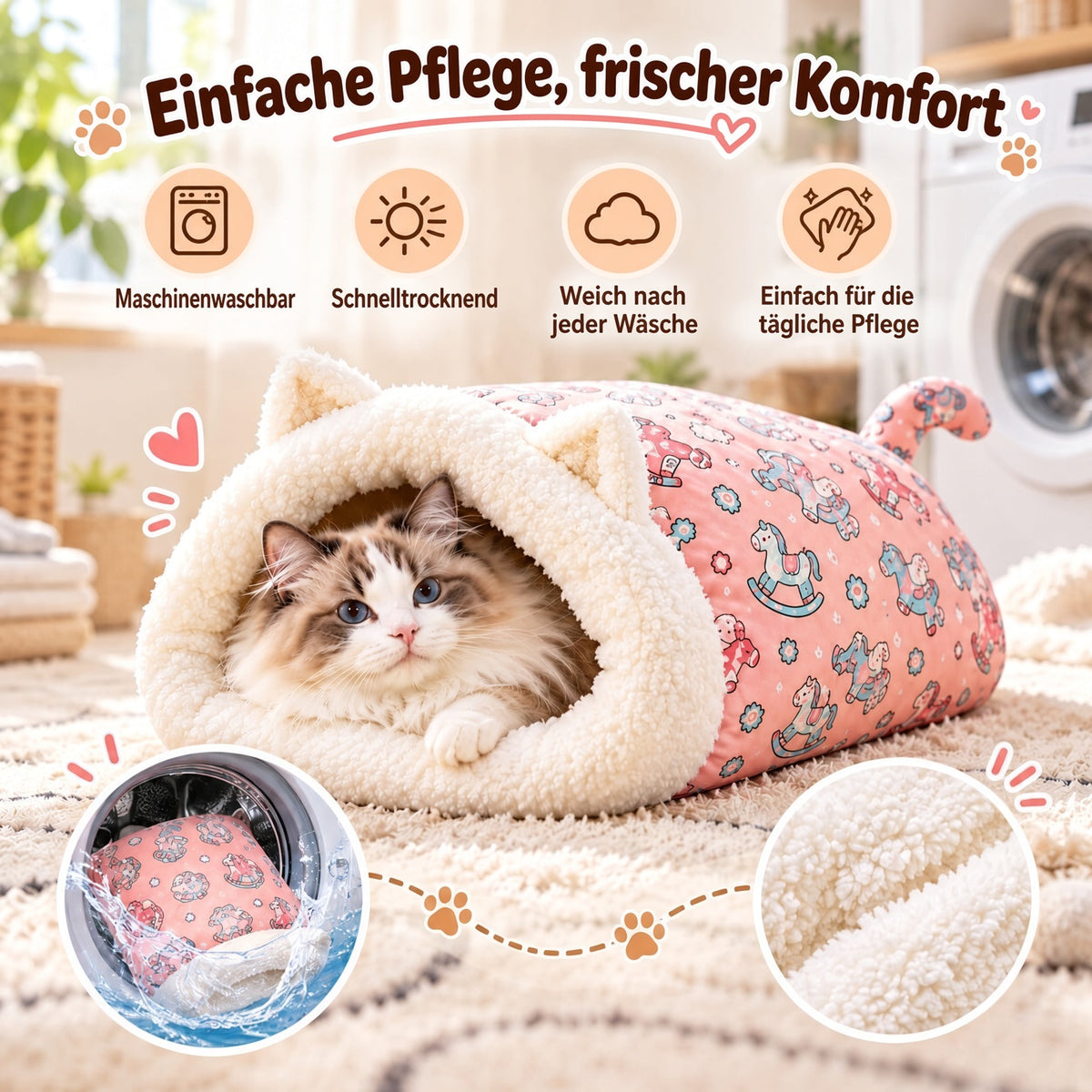 🐾🔥 Bestseller! Halbgeschlossenes, warmes Haustier-Schlafsackbett – Winddichtes, flauschiges Kuschelnest für Katzen und kleine Hunde, perfekt für gemütliche Winterschläfchen ❄️