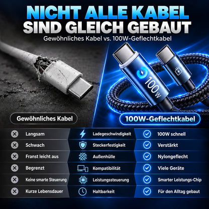 🔋100W USB Schnellladekabel –Schützen Sie Ihren Handyakku vor Beschädigung, Überhitzung und Kabelbruch | geeignet für alle elektronischen Geräte