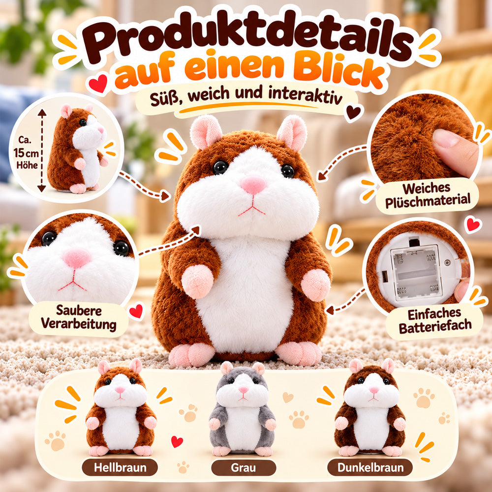 🥳2026 VERKAUFSHIT🥳💞ÜBER 50.000 VERKAUFT! 🐹✨ 50 % RABATT! Sprechender Plüschhamster – wiederholt alles, was du sagst, und wackelt dabei mit dem Kopf. Lustiger Spaß für Kinder & Erwachsene. Ideal zum Verschenken und zur Unterhaltung deiner Haustiere! 🎁💚