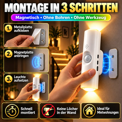 💸 -50% RABATT!!⏰Magnetische RGB-Bewegungsmelder-Nachtleuchte ✨ | Bohrfrei, kabellos, wiederaufladbare LED-Leuchte, ideal für dunkle Treppen, Flure und nächtliche Gänge