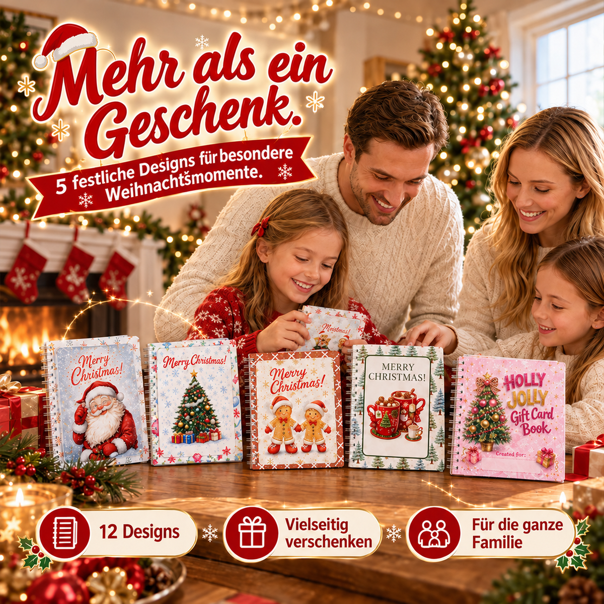 🎁50 % RABATT – Perfekt für Weihnachten! 🎅 🎄 Weihnachts-Geschenkkartenalbum – DIY Spiralalbum für persönliche Geschenke 👍