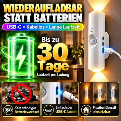 💸 -50% RABATT!!⏰Magnetische RGB-Bewegungsmelder-Nachtleuchte ✨ | Bohrfrei, kabellos, wiederaufladbare LED-Leuchte, ideal für dunkle Treppen, Flure und nächtliche Gänge