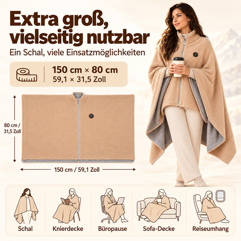🔥 Weihnachtssale – 50 % RABATT! ❄️ Bleib den ganzen Winter warm – Tragbarer elektrischer Wärmeschal als Decke🎁