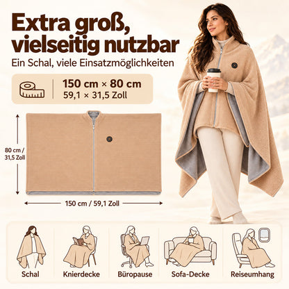 🔥 Weihnachtssale – 50 % RABATT! ❄️ Bleib den ganzen Winter warm – Tragbarer elektrischer Wärmeschal als Decke🎁