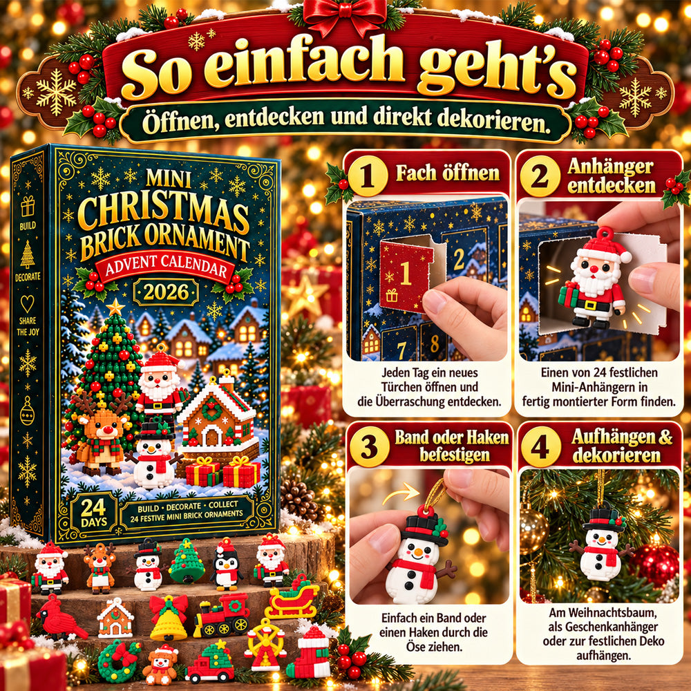 🎄Vergiss langweilige Adventskalender – entdecke 24 Tage voller Bauspaß 🧱, Überraschungen 🎁 und Weihnachtsstimmung ✨: Baue jeden Tag eine neue Mini-Weihnachtsdekoration und lass deinen Weihnachtsbaum Tag für Tag wachsen.