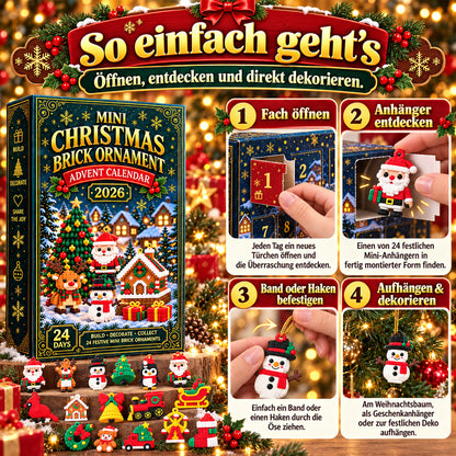 🎄Vergiss langweilige Adventskalender – entdecke 24 Tage voller Bauspaß 🧱, Überraschungen 🎁 und Weihnachtsstimmung ✨: Baue jeden Tag eine neue Mini-Weihnachtsdekoration und lass deinen Weihnachtsbaum Tag für Tag wachsen.