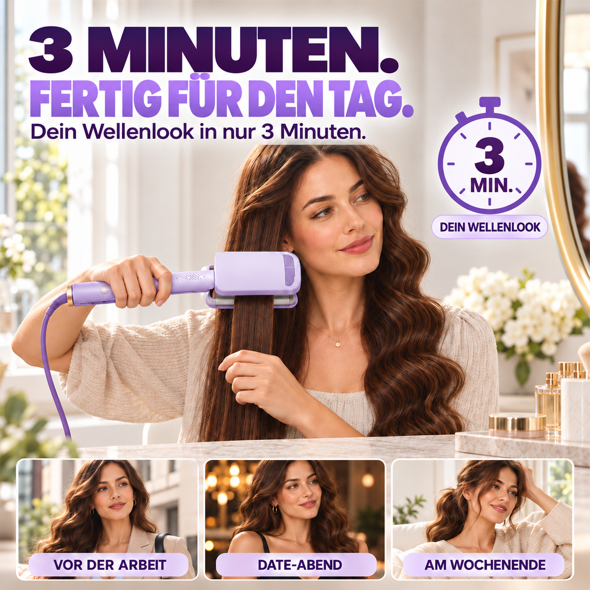 ✨50% RABATT 🌊 32-mm-Welleneisen – Weiche Wellen, voller Glamour! 🌊 4 Temperaturstufen, in ca. 10 Sekunden einsatzbereit, mit Ionen-Technologie