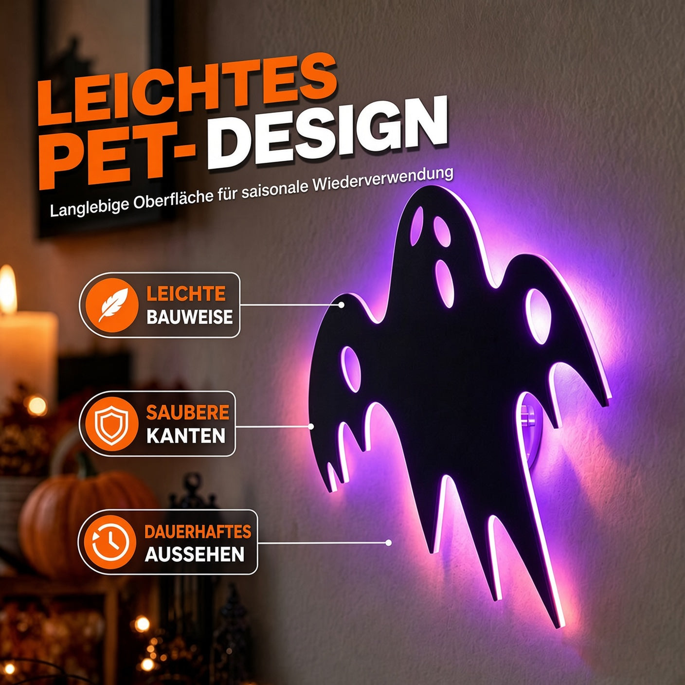 🎃Halloween-Wandaufkleber, die im Dunkeln leuchten✨ Sanftes LED-Licht 🩹 Einfach aufkleben