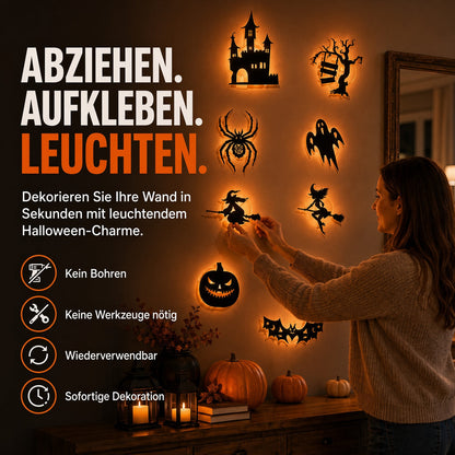 🎃Halloween-Wandaufkleber, die im Dunkeln leuchten✨ Sanftes LED-Licht 🩹 Einfach aufkleben
