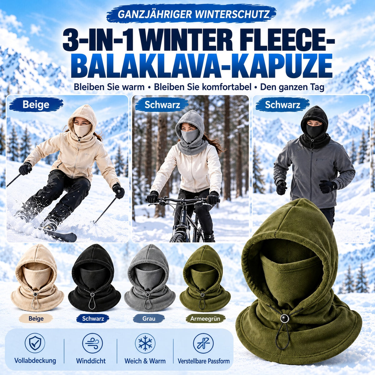 50 % RABATT | ❄️🔥 Winter-Sturmhaube 🧣 – 3-in-1-Wärmeschutz für Gesicht und Hals im Alltag | Dein Must-have für kalte Tage zum kleinen Preis