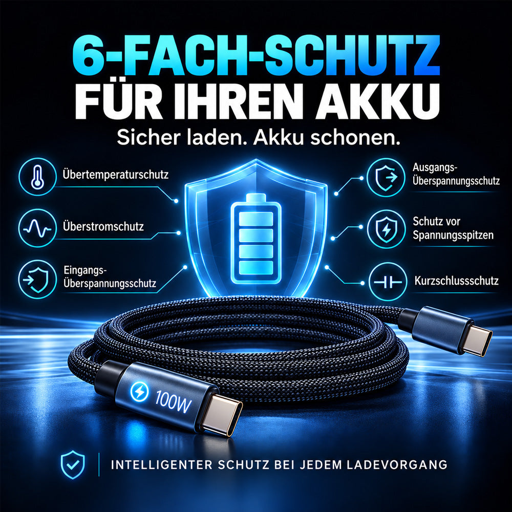 ⚡⚡50% Rabatt！🔋100W USB Schnellladekabel – Geflochten, Robust & mit Überladeschutz🛡️