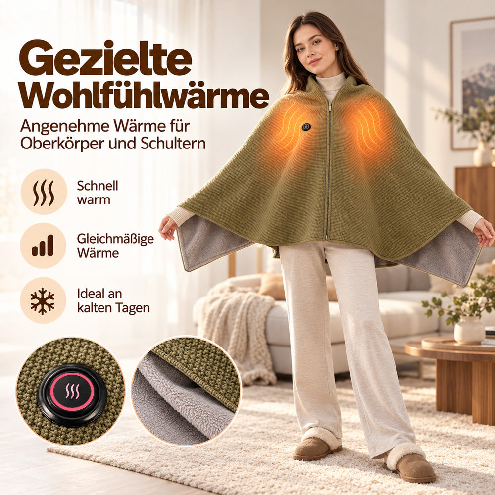 🔥 Weihnachtssale – 50 % RABATT! ❄️ Bleib den ganzen Winter warm – Tragbarer elektrischer Wärmeschal als Decke🎁