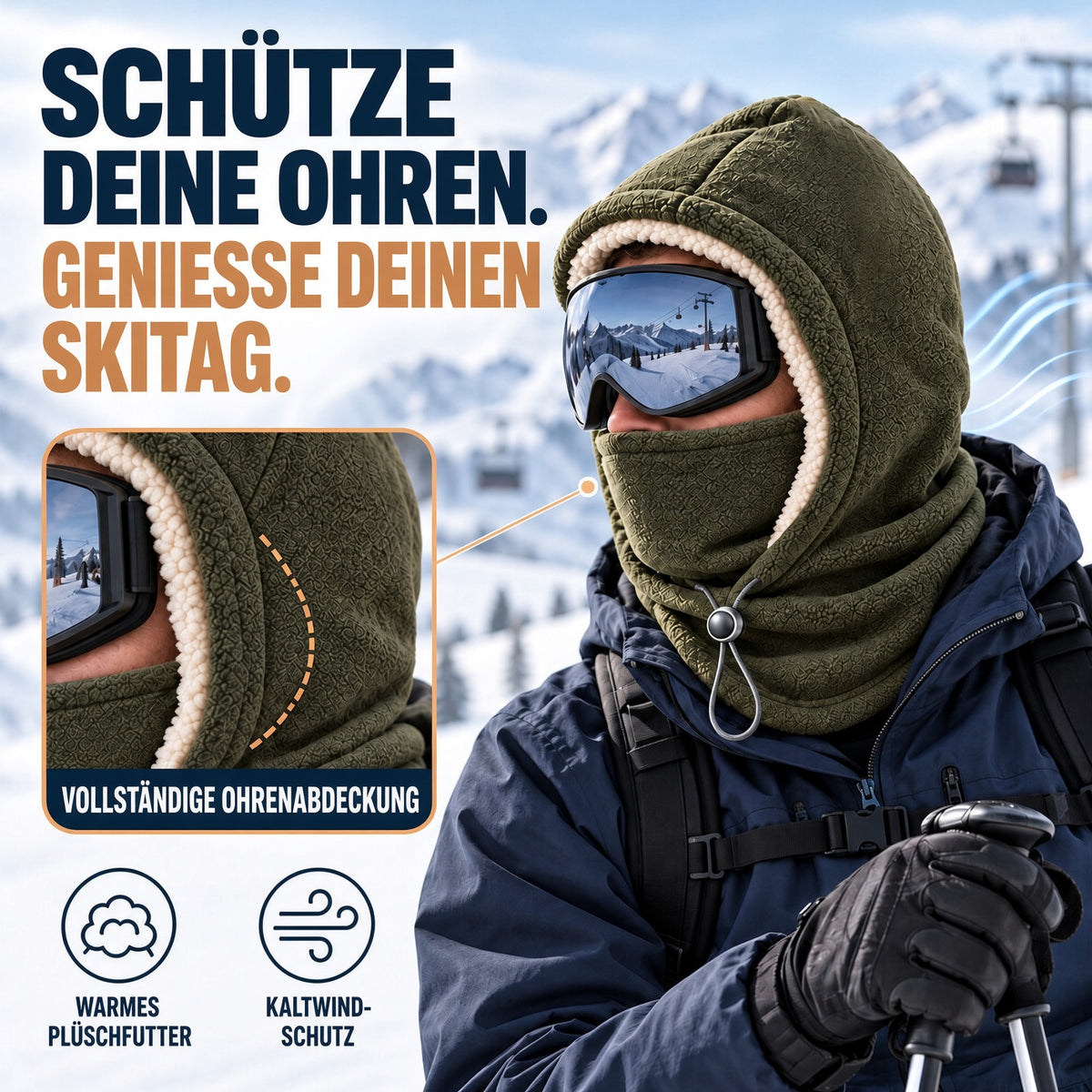 upsell❄️ 3-in-1 Winter-Sturmhaube – Winddichter Fleece-Gesichtsschutz für Damen & Herren, warm & kuschelig für Ski, Radfahren & Outdoor 🧣