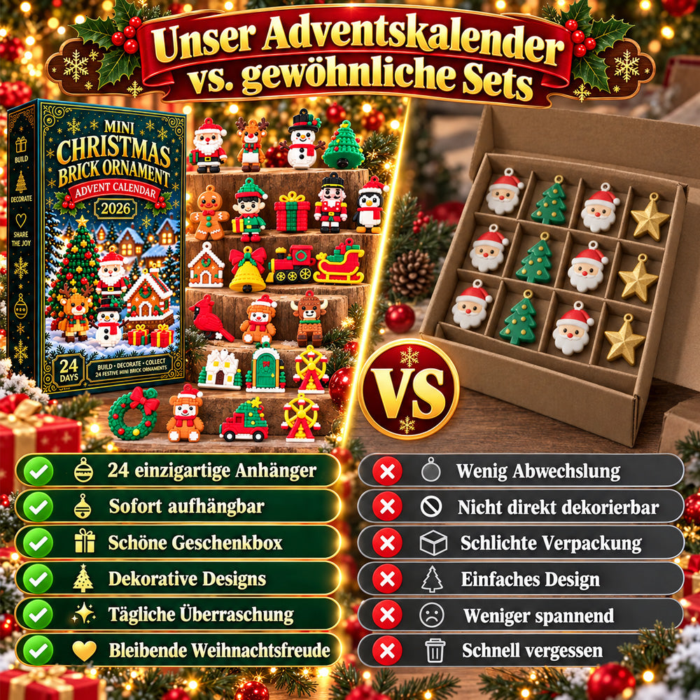 🎄Vergiss langweilige Adventskalender – entdecke 24 Tage voller Bauspaß 🧱, Überraschungen 🎁 und Weihnachtsstimmung ✨: Baue jeden Tag eine neue Mini-Weihnachtsdekoration und lass deinen Weihnachtsbaum Tag für Tag wachsen.
