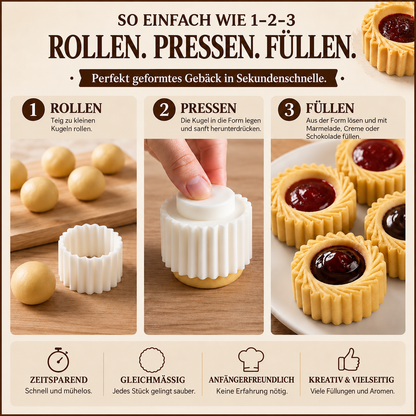 UPSELL🍪✨ Doppelseitige Teigform – Verschiedene Formen auf jeder Seite, perfektes Verschließen für Empanadas, Kekse und Teigtaschen 🍪👌