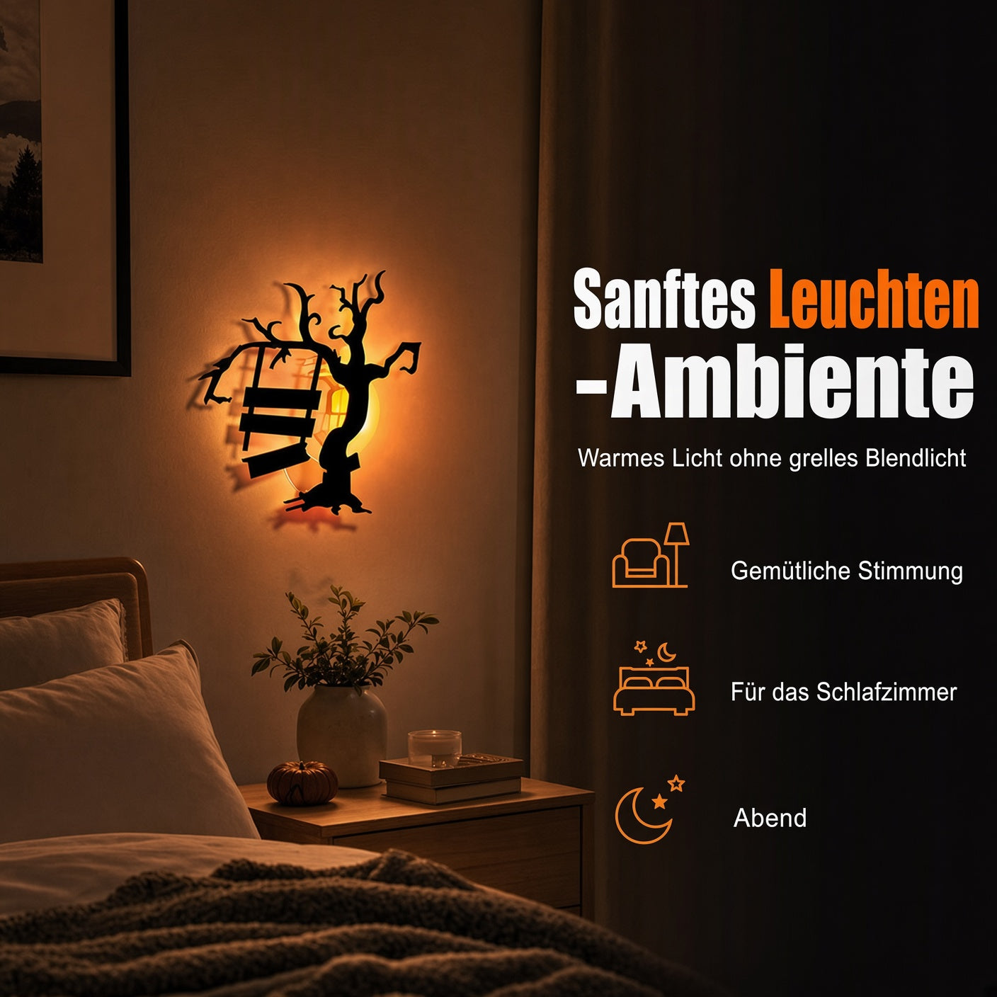 🎃Halloween-Wandaufkleber, die im Dunkeln leuchten✨ Sanftes LED-Licht 🩹 Einfach aufkleben