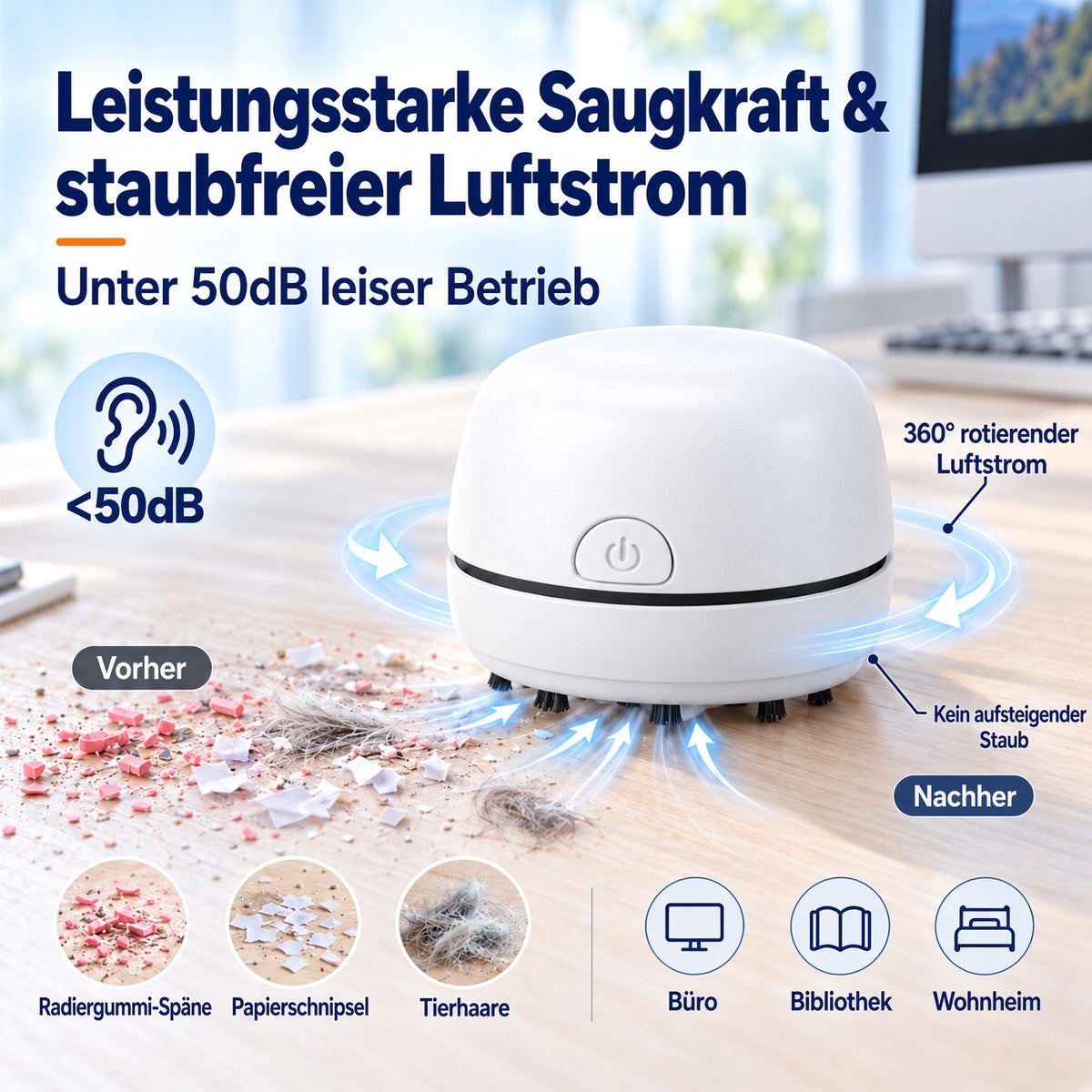 🎉 50 % RABATT 🎉✨ Tragbarer Mini-Tischstaubsauger | USB-aufladbar für Tastatur, Staub & Krümel