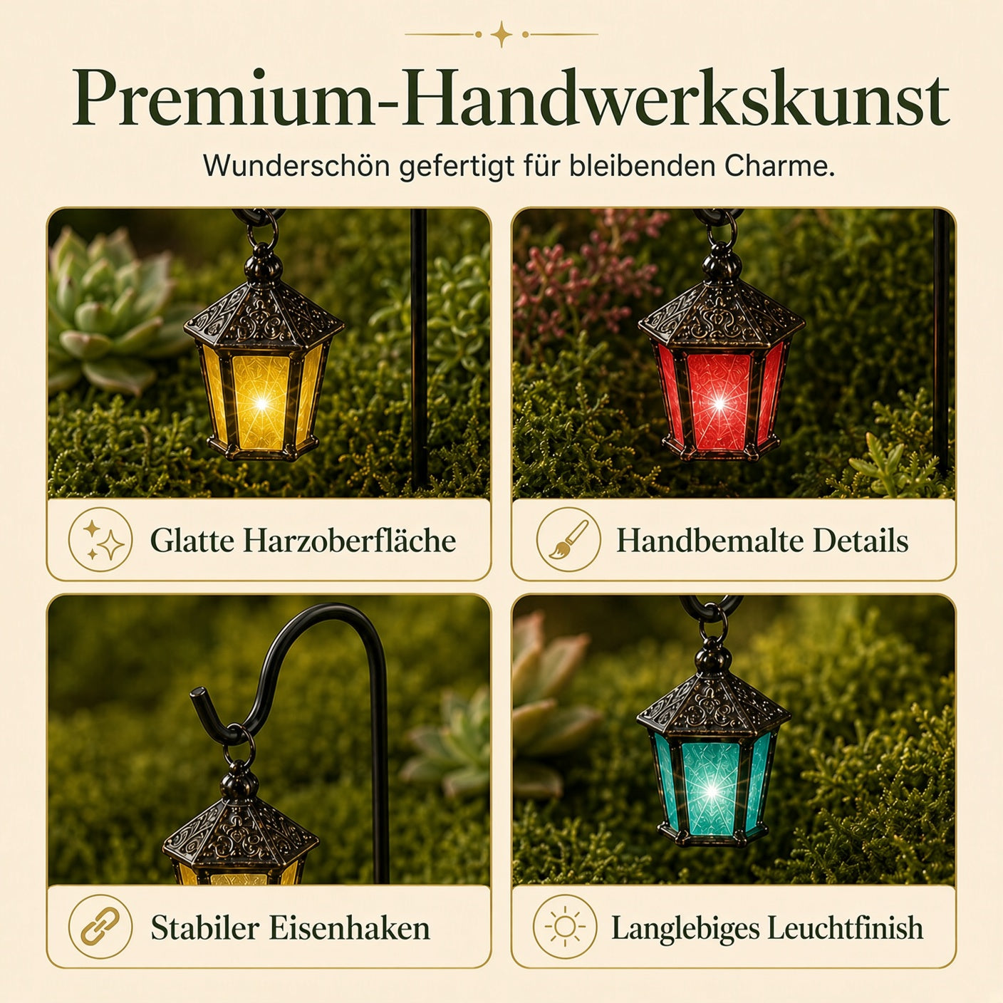 🌿Nachtleuchtende Laternen | Bunte Dekoration für Feengarten, Bonsai und aturlandschaft🌙