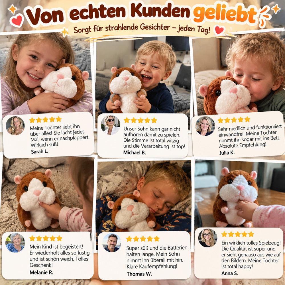 🥳2026 VERKAUFSHIT🥳💞ÜBER 50.000 VERKAUFT! 🐹✨ 50 % RABATT! Sprechender Plüschhamster – wiederholt alles, was du sagst, und wackelt dabei mit dem Kopf. Lustiger Spaß für Kinder & Erwachsene. Ideal zum Verschenken und zur Unterhaltung deiner Haustiere! 🎁💚