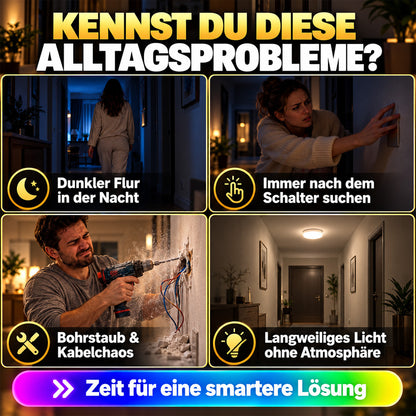 💸 -50% RABATT!!⏰Magnetische RGB-Bewegungsmelder-Nachtleuchte ✨ | Bohrfrei, kabellos, wiederaufladbare LED-Leuchte, ideal für dunkle Treppen, Flure und nächtliche Gänge