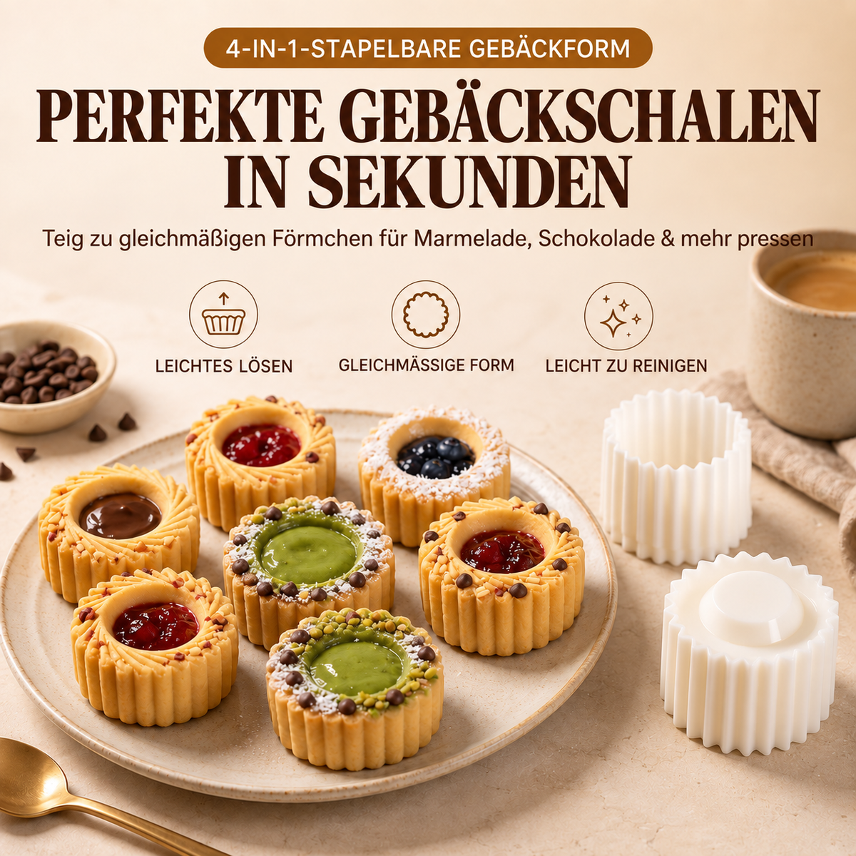 UPSELL🍪✨ Doppelseitige Teigform – Verschiedene Formen auf jeder Seite, perfektes Verschließen für Empanadas, Kekse und Teigtaschen 🍪👌