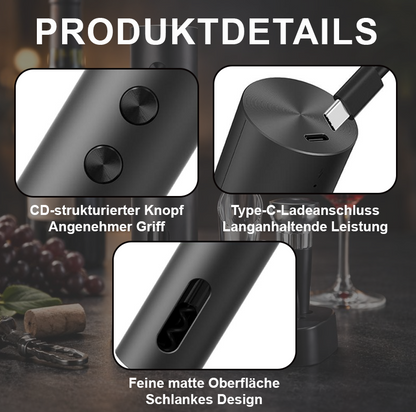 🎉Neujahrsdeal! 50% Rabatt🍷 WEINMEISTER Pro – Elektrischer Korkenzieher-Set ✨ Premium Design | Leise & Kraftvoll | Wiederaufladbar