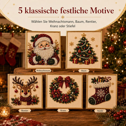 🎄 LETZTER TAG – 49 % RABATT – DIY Weihnachts-Perlen-Diamond-Painting-Set mit Rahmen | Entspannend & Einsteigerfreundlich