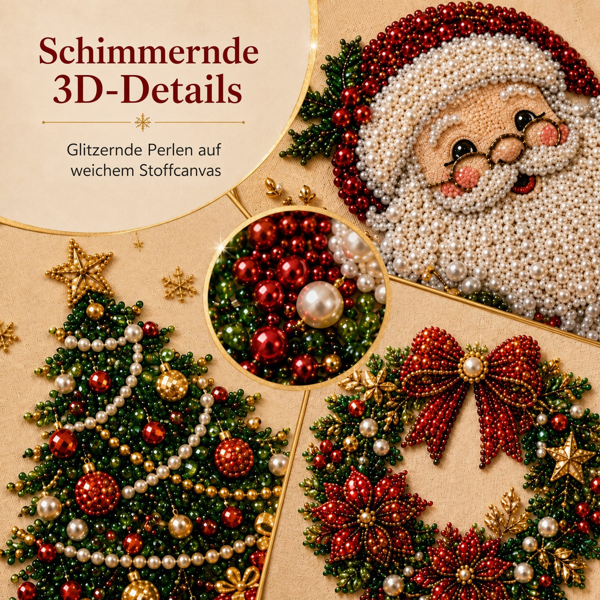 🎄 LETZTER TAG – 49 % RABATT – DIY Weihnachts-Perlen-Diamond-Painting-Set mit Rahmen | Entspannend & Einsteigerfreundlich