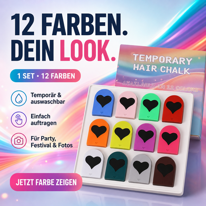 🔥 Letzter Tag: 50 % Rabatt 🌈 Set mit 12 temporären Haar-Kreide-Applikatoren