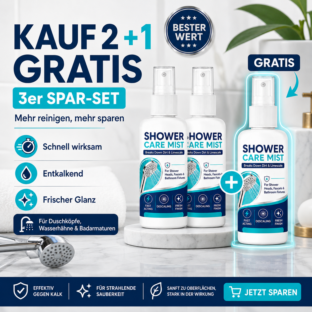 💧Schnell wirkendes Duschkalkentfernungsspray