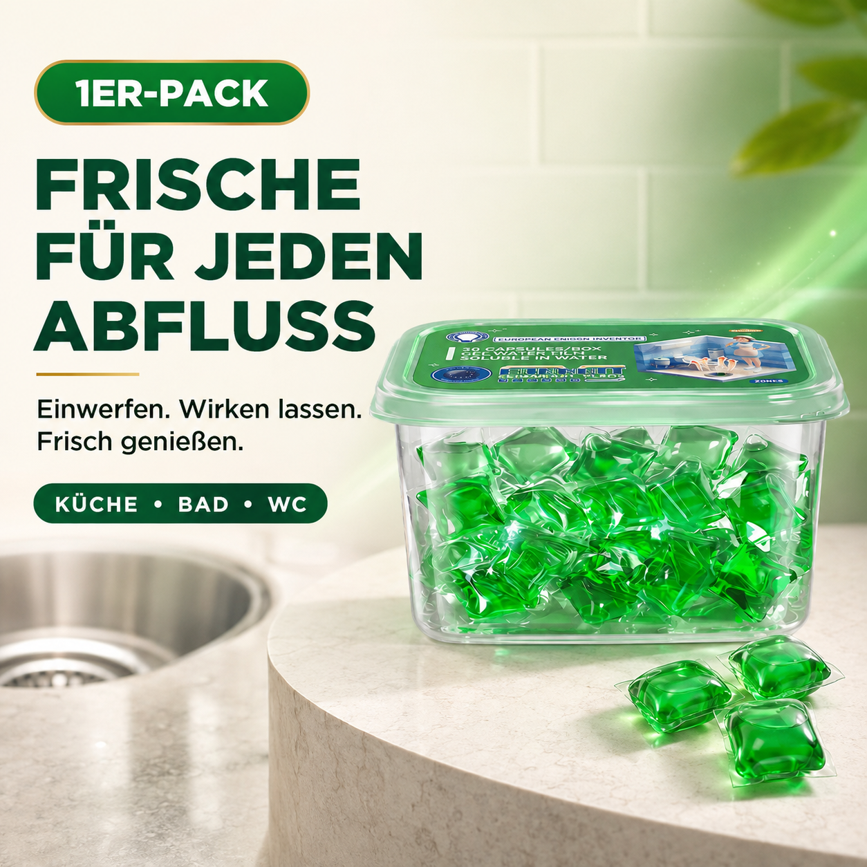 🏠💧 48 % Rabatt! Abfluss‑Deodorant‑Tabs – Bio‑Enzym‑Formel neutralisiert Gerüche direkt an der Quelle. Sofortiger Frischeduft, ohne aggressive Chemikalien. Verabschieden Sie sich von unangenehmen Gerüchen. 🚰✅