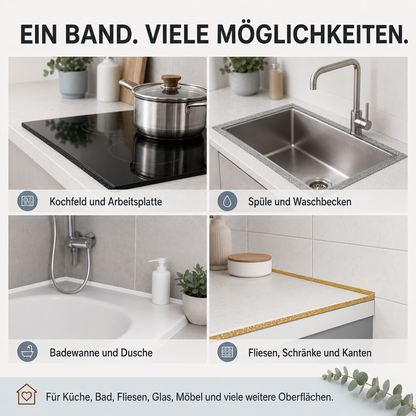 🛡️ LIMITIERT: 1+1 GRATIS! ⏰ Selbstklebender Dichtstreifen für Fliesenfugen (8mm x 6m) – Wasserdicht, Schimmelresistent & Professionelles Finish ✨