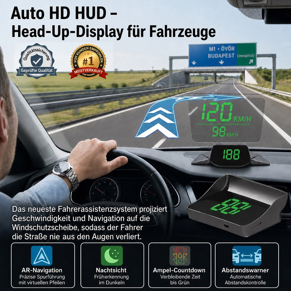 🚘 HUD Head-Up Display – Sicher fahren ohne Ablenkung