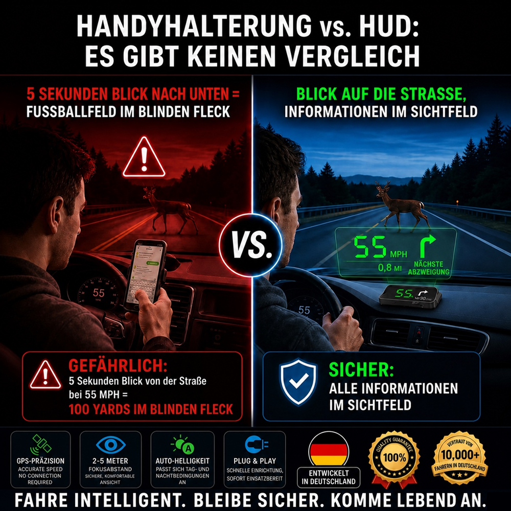 🚘 HUD Head-Up Display – Sicher fahren ohne Ablenkung
