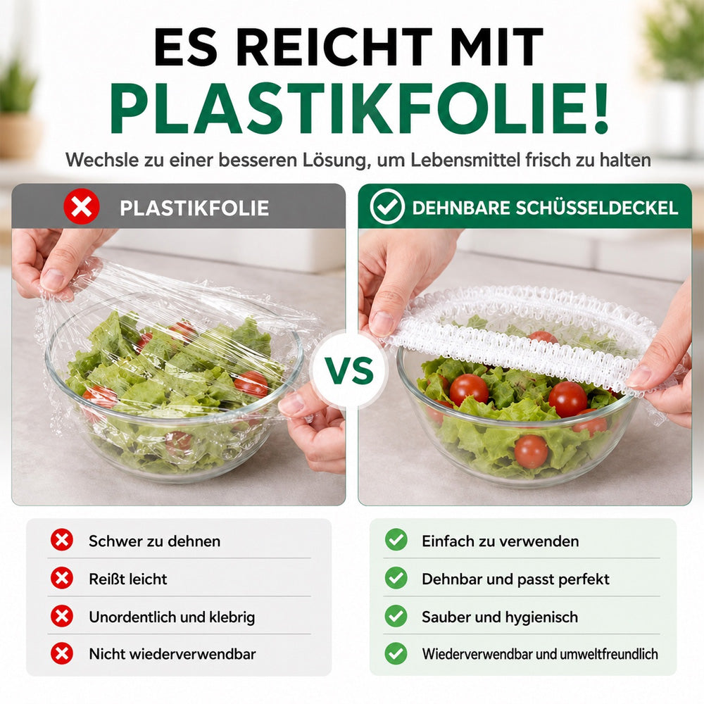upsell❄️ 100 Stück Frischhaltehauben, Elastische Abdeckungen für Schüsseln & Teller, Alternative zu Frischhaltefolie, für Lebensmittel & Reste