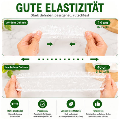upsell❄️ 100 Stück Frischhaltehauben, Elastische Abdeckungen für Schüsseln & Teller, Alternative zu Frischhaltefolie, für Lebensmittel & Reste