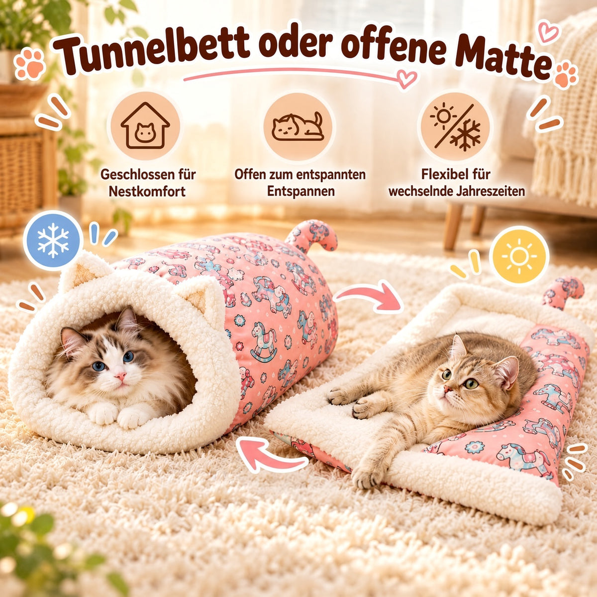 🐾🔥 Bestseller! Halbgeschlossenes, warmes Haustier-Schlafsackbett – Winddichtes, flauschiges Kuschelnest für Katzen und kleine Hunde, perfekt für gemütliche Winterschläfchen ❄️
