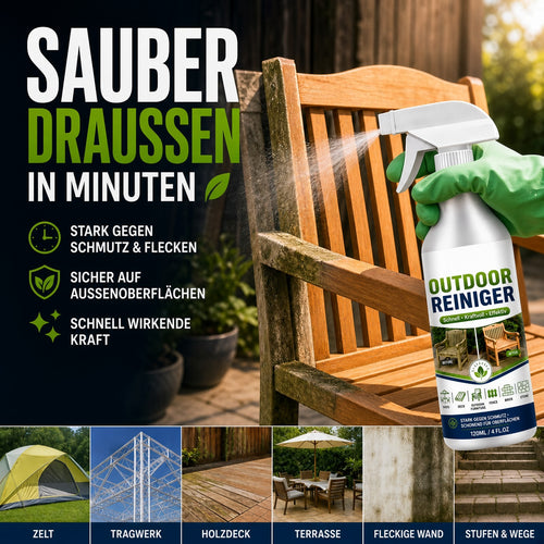 🌿 NUR FÜR KURZE ZEIT 50 % RABATT! Outdoor-Oberflächenreiniger, schnell wirkender Fleckenentferner für Terrassen, Holzmöbel & Außenflächen